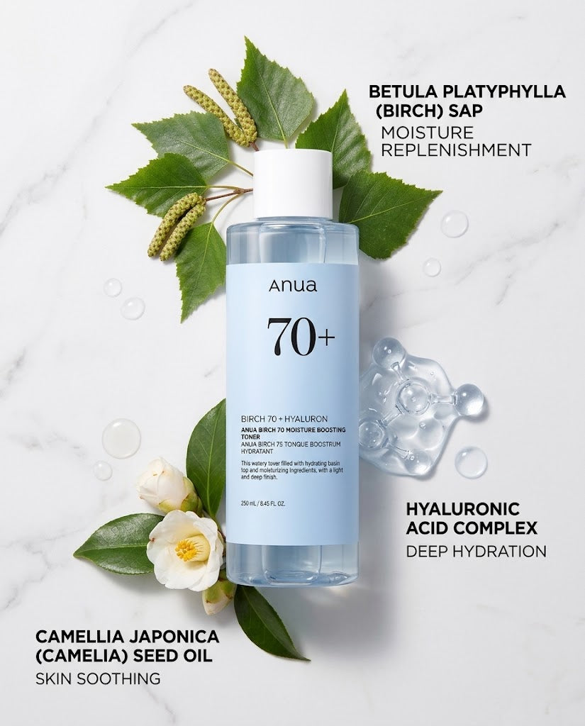 Anua Birch 70 + Hyaluron Moisture Boosting Toner (250ml) – Deep Hydration Toner