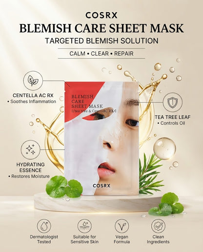COSRX AC Collection Blemish Care Sheet Mask (26ml / 26g) | Acne & Scar Treatment