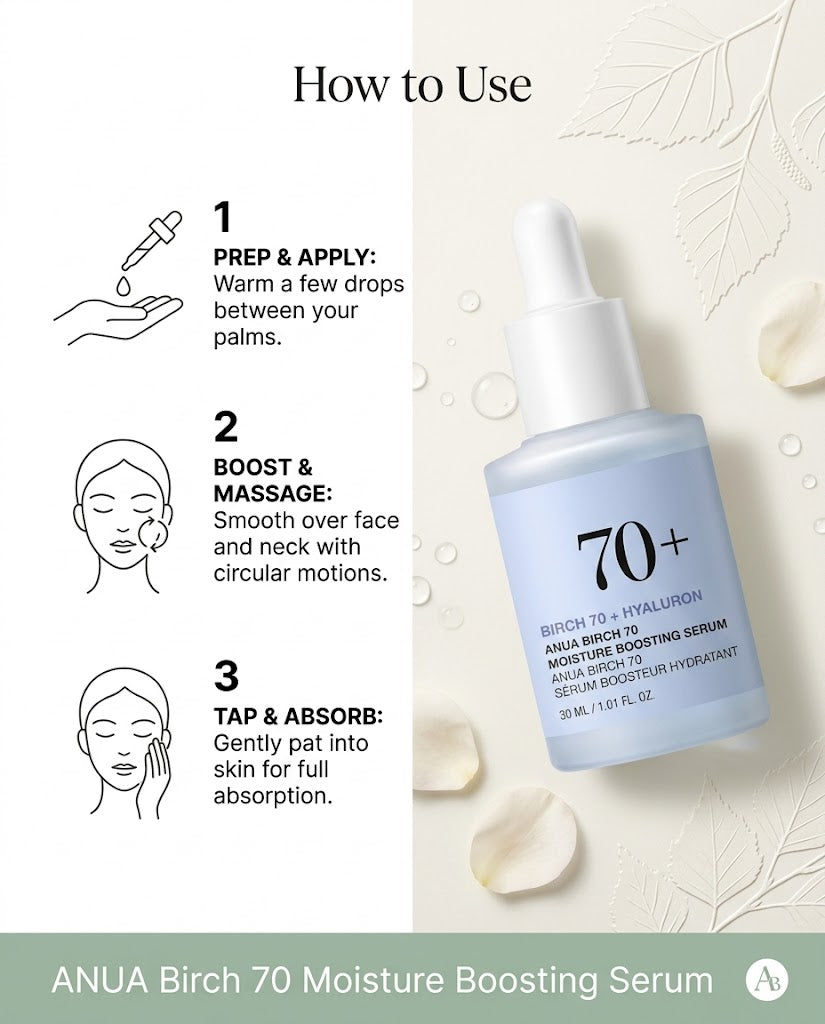 Anua Birch 70 + Hyaluron Moisture Boosting Serum (30ml) – Deep Hydration Serum