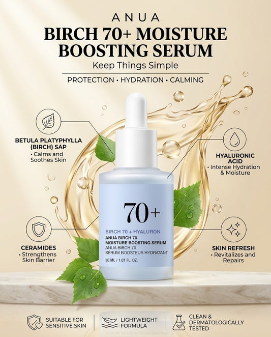 Anua Birch 70 + Hyaluron Moisture Boosting Serum (30ml) – Deep Hydration Serum