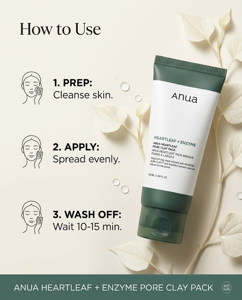 Anua Heartleaf + Enzyme Pore Clay Pack (100ml) – Deep-Cleansing Clay Mask
