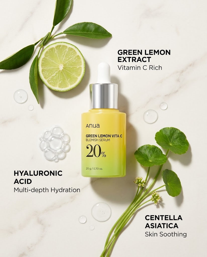 Anua Green Lemon Vita C 20% Blemish Serum (20g) – Brightening Dark Spot Treatment