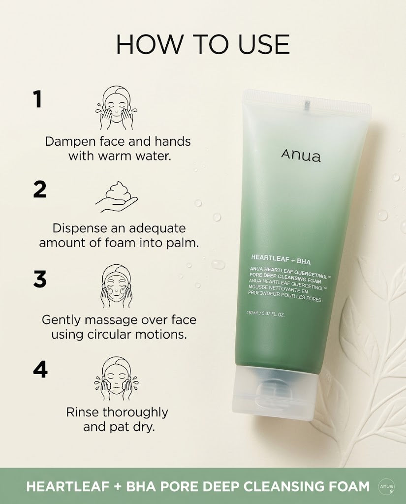 Anua Heartleaf Quercetinol Pore Deep Cleansing Foam | BHA Pore Cleanser