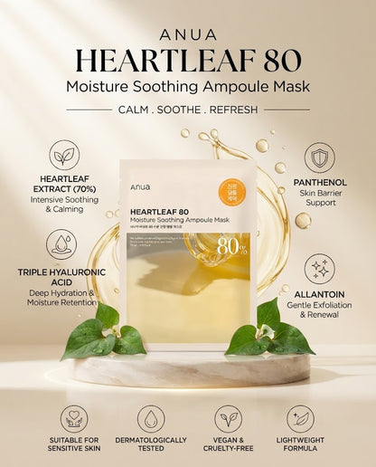 Anua Heartleaf 80 Moisture Soothing Ampoule Mask (27ml) | Calming K-Beauty Sheet Mask