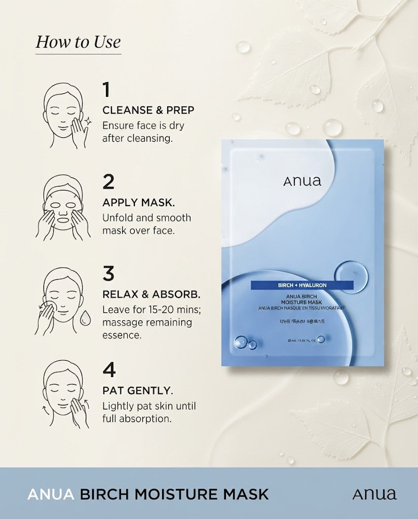 Anua Birch + Hyaluron Moisture Sheet Mask