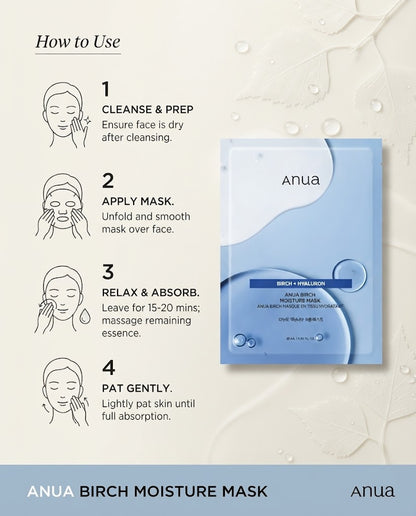 Anua Birch + Hyaluron Moisture Sheet Mask