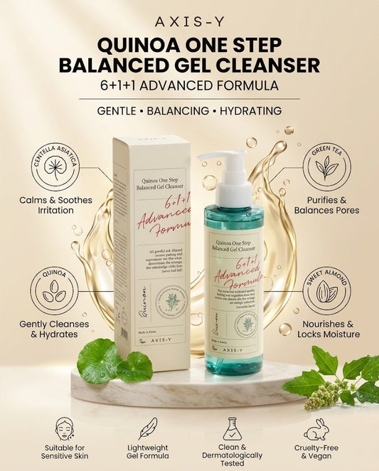 AXIS-Y Quinoa One-Step Balanced Gel Cleanser (180ml) – Gentle pH-Balanced Face Wash