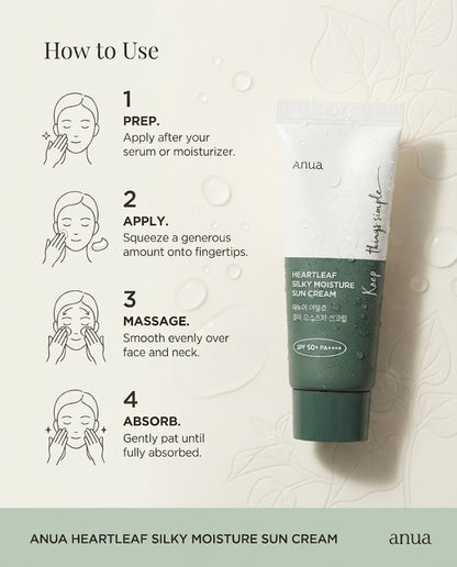Anua Heartleaf Silky Moisture Sun Cream SPF 50+ PA++++ (50ml)