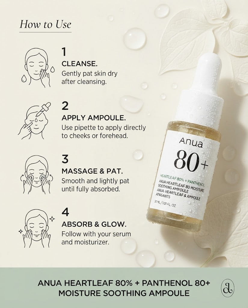 Anua Heartleaf 80% Moisture Soothing Ampoule (30ml) – Calming Face Serum