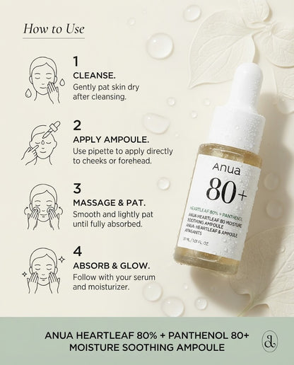 Anua Heartleaf 80% Moisture Soothing Ampoule (30ml) – Calming Face Serum