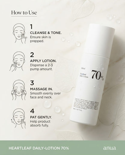 Anua Heartleaf 70% Daily Lotion (200ml) | Soothing Hydration for Sensitive Skin
