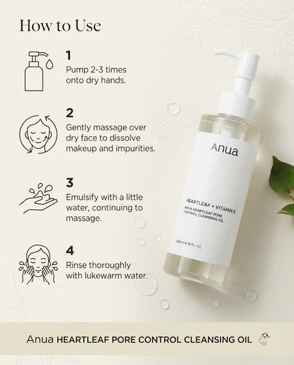 Anua Heartleaf Pore Control Cleansing Oil 200ml | Deep Cleanser