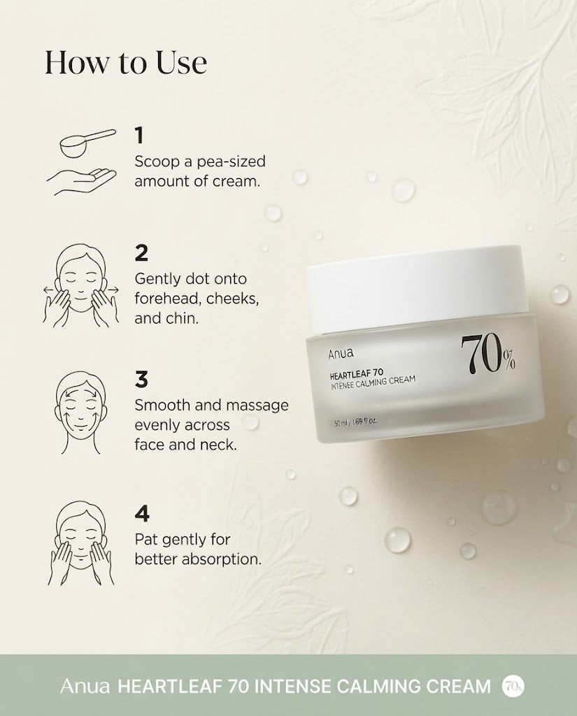 Anua Heartleaf 70% Intense Calming Cream (50ml) | Soothing Barrier Moisturizer