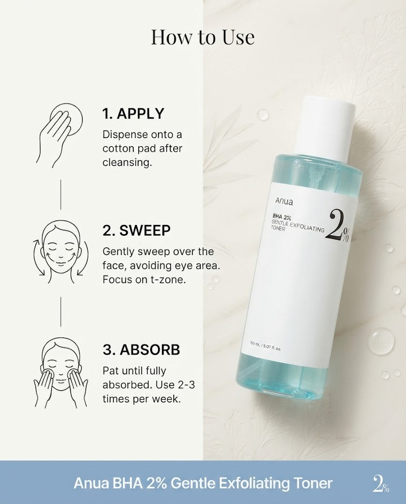 Anua BHA 2% Gentle Exfoliating Toner 150ml | Pore Clearing Exfoliator