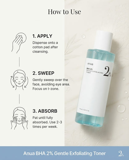 Anua BHA 2% Gentle Exfoliating Toner 150ml | Pore Clearing Exfoliator