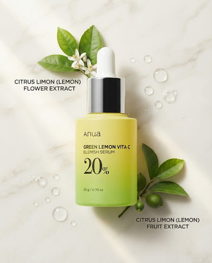 Anua Green Lemon Vita C Blemish Serum 20% (20g) – Fade Dark Spots & Brighten Skin
