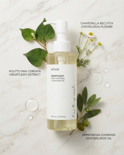 Anua Heartleaf Cleansing Oil Korean Skincare K-Beauty Oil Cleanser Double Cleansing Blackhead Remover Pore Control Cleanser Acne Prone Skin Cleanser Makeup Remover Sebum Control Sensitive Skin Skincare