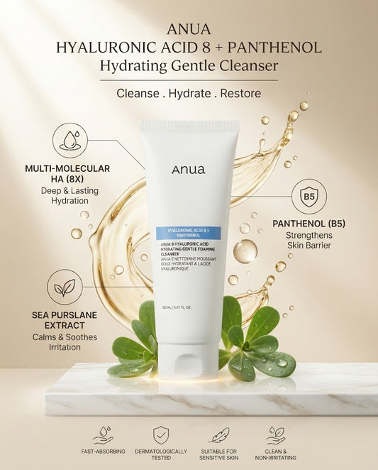 Anua 8 Hyaluronic Acid Hydrating Gentle Foaming Cleanser - 150ml