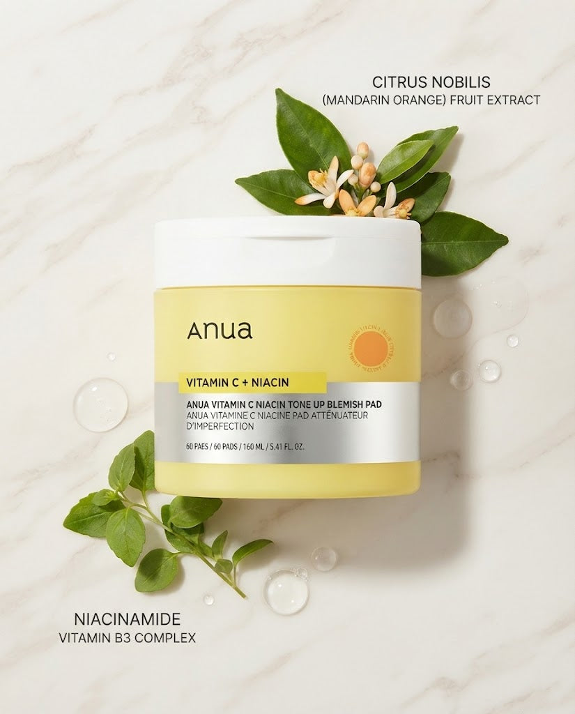 Anua Vitamin C Niacin Tone Up Blemish Pad (60 Pads) | Brightening & Exfoliating Toner