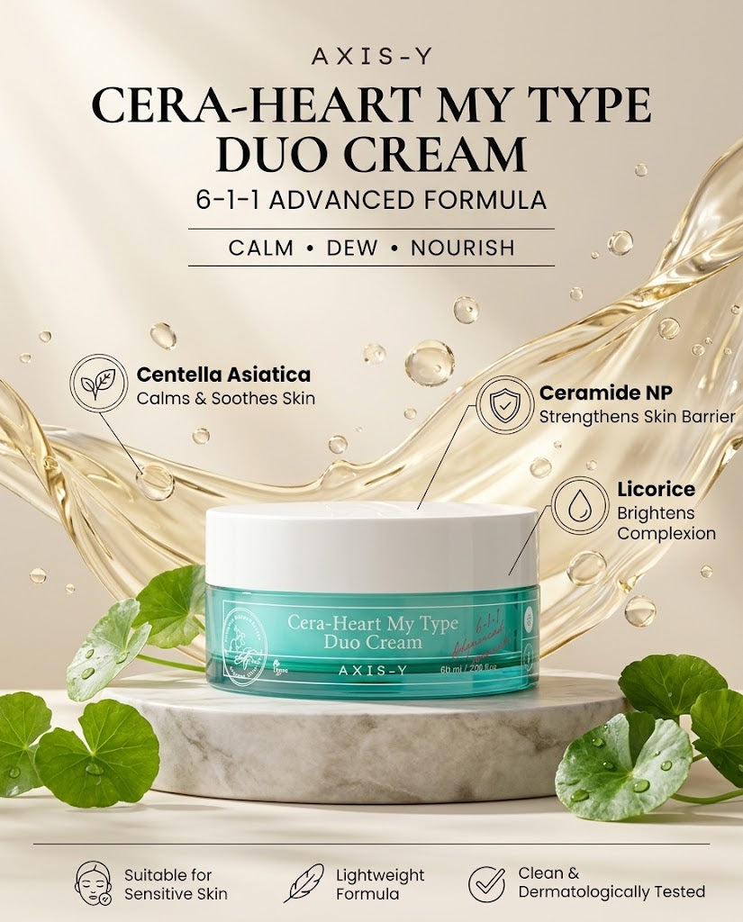 AXIS-Y Cera-Heart My Type Duo Cream (60ml) – Custom Dual Moisturizer for Combination Skin