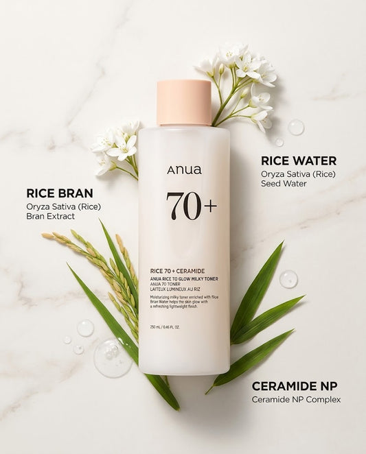 Anua Rice 70 + Ceramide Glow Milky Toner | Brightening Toner