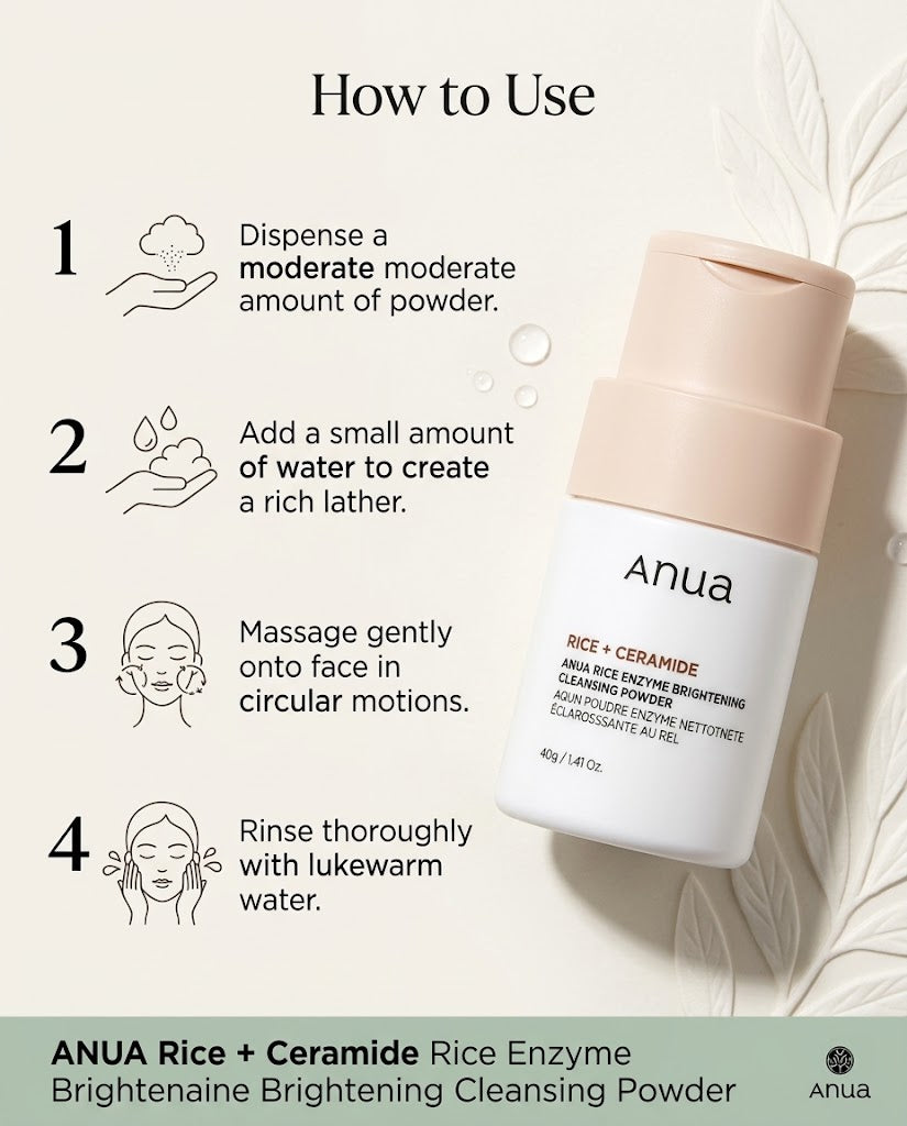 Anua Rice + Ceramide Enzyme Brightening Cleansing Powder
