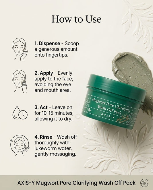 AXIS-Y Mugwort Pore Clarifying Wash Off Pack (100ml) – Soothing Clay Mask for Acne-Prone Skin