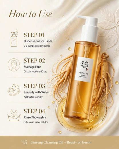 Beauty of Joseon Ginseng Cleansing Oil 210ml | Gentle Korean Makeup Remover