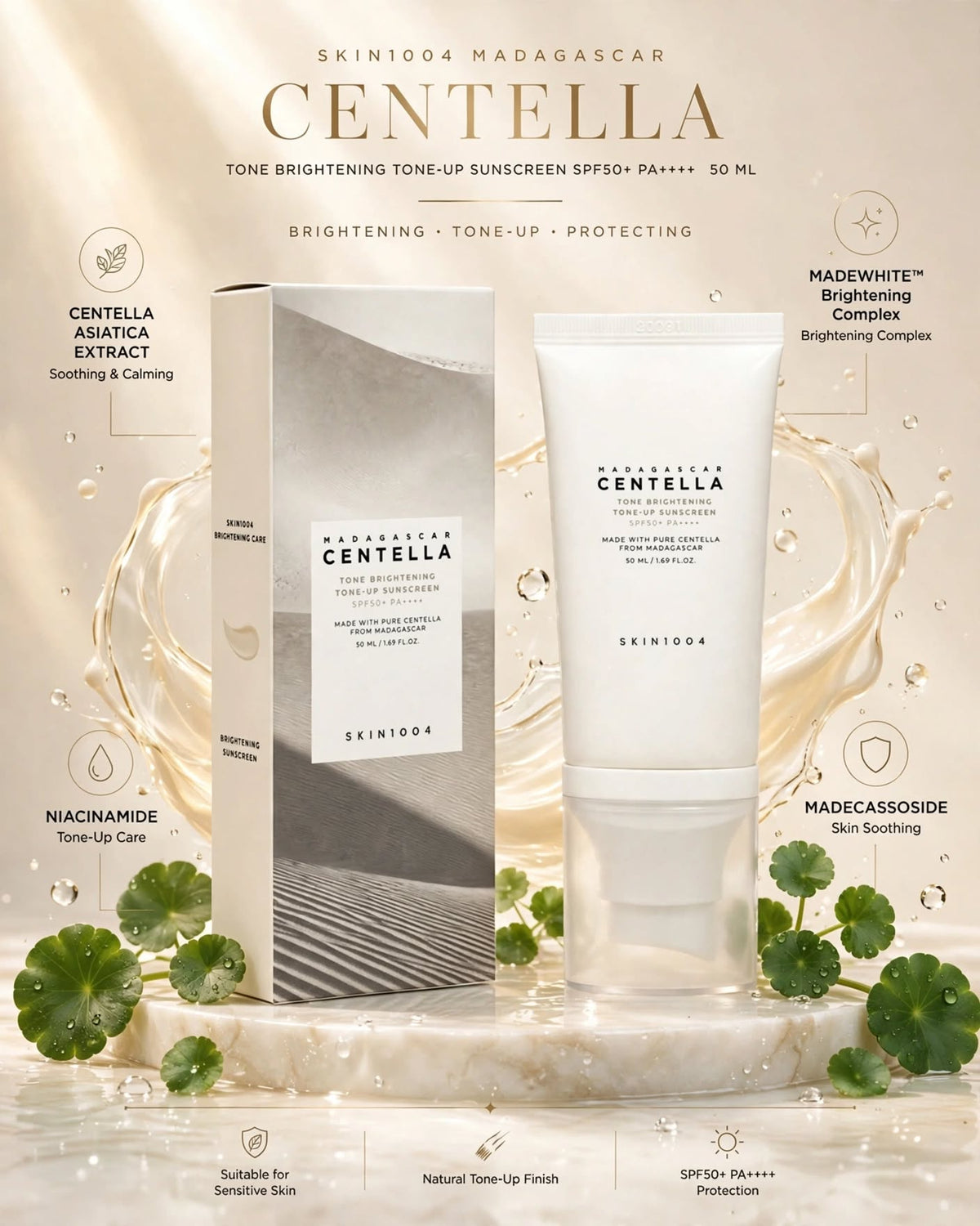 SKIN1004 Madagascar Centella Tone Brightening Tone-Up Sunscreen 50ml SPF50+ PA++++
