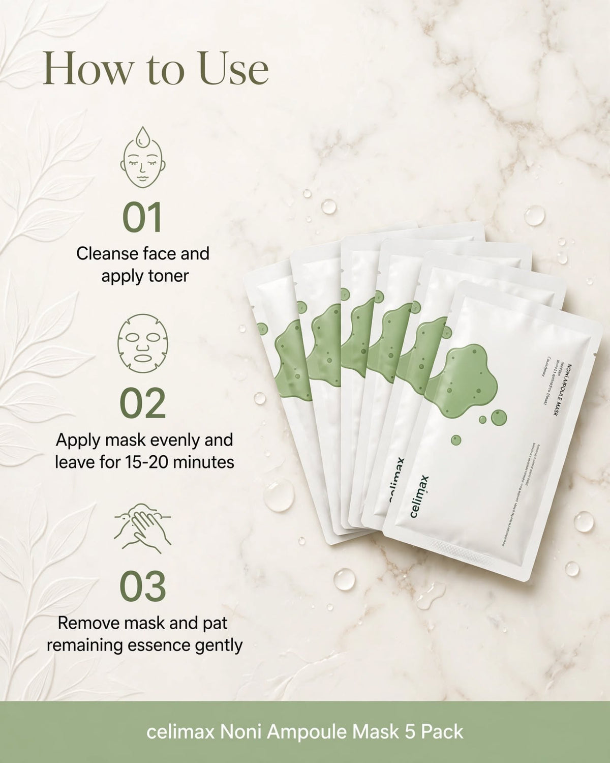 celimax The Real Noni Energy Ampoule Mask Pack (5 Sheets) | Deep Hydration & Soothing