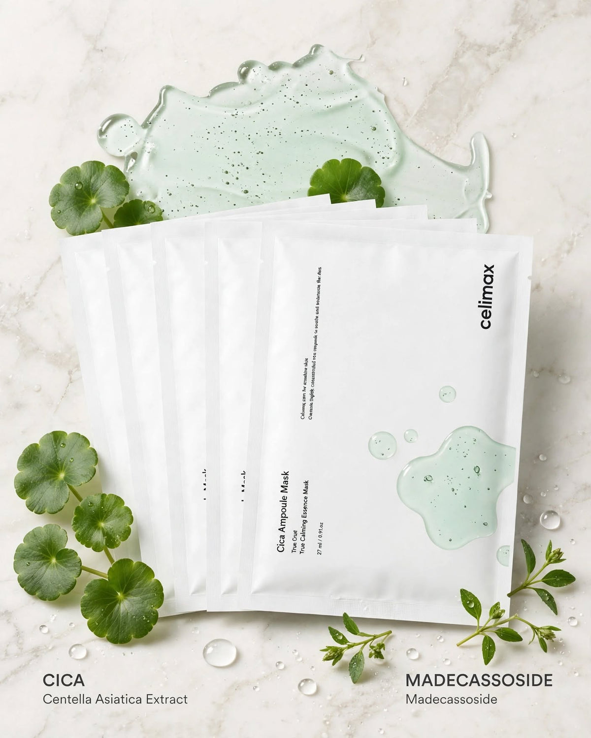 celimax The Real Cica Calming Ampoule Mask (27ml) - Soothing Sheet Mask