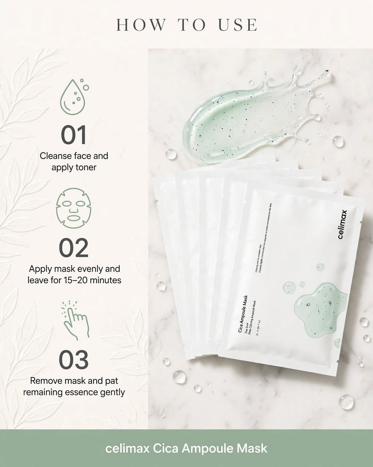 celimax The Real Cica Calming Ampoule Mask (27ml) - Soothing Sheet Mask