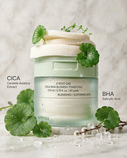 celimax Ji Woo Gae Cica BHA Blemish Toner Pad | 170ml (60 Pads)