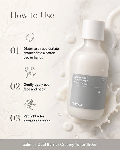 Celimax Dual Barrier Creamy Toner 150ml – Ceramide Barrier Repair