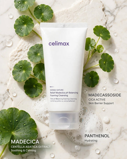 celimax Derma Nature Relief Madecica pH Balancing Foam Cleansing - 150ml