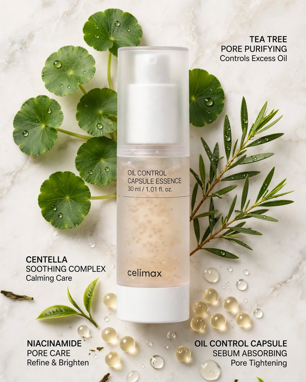 celimax Oil Control Capsule Essence 30ml – Pore Tightening Sebum Serum