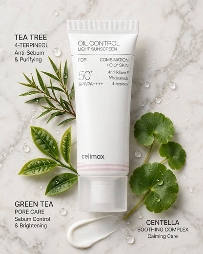 Celimax Oil Control Light Sunscreen SPF 50+ PA++++ (40ml) | Matte Sunscreen for Oily Skin