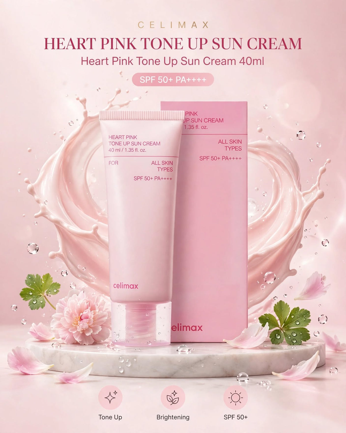 celimax Heart Pink Tone Up Sun Cream SPF50+ PA++++ - 40ml