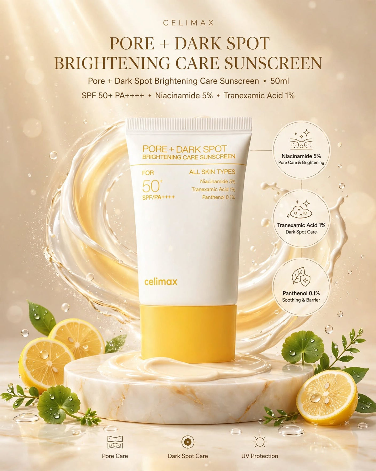 Celimax Pore + Dark Spot Brightening Care Sunscreen SPF50+ (50ml / 79g)
