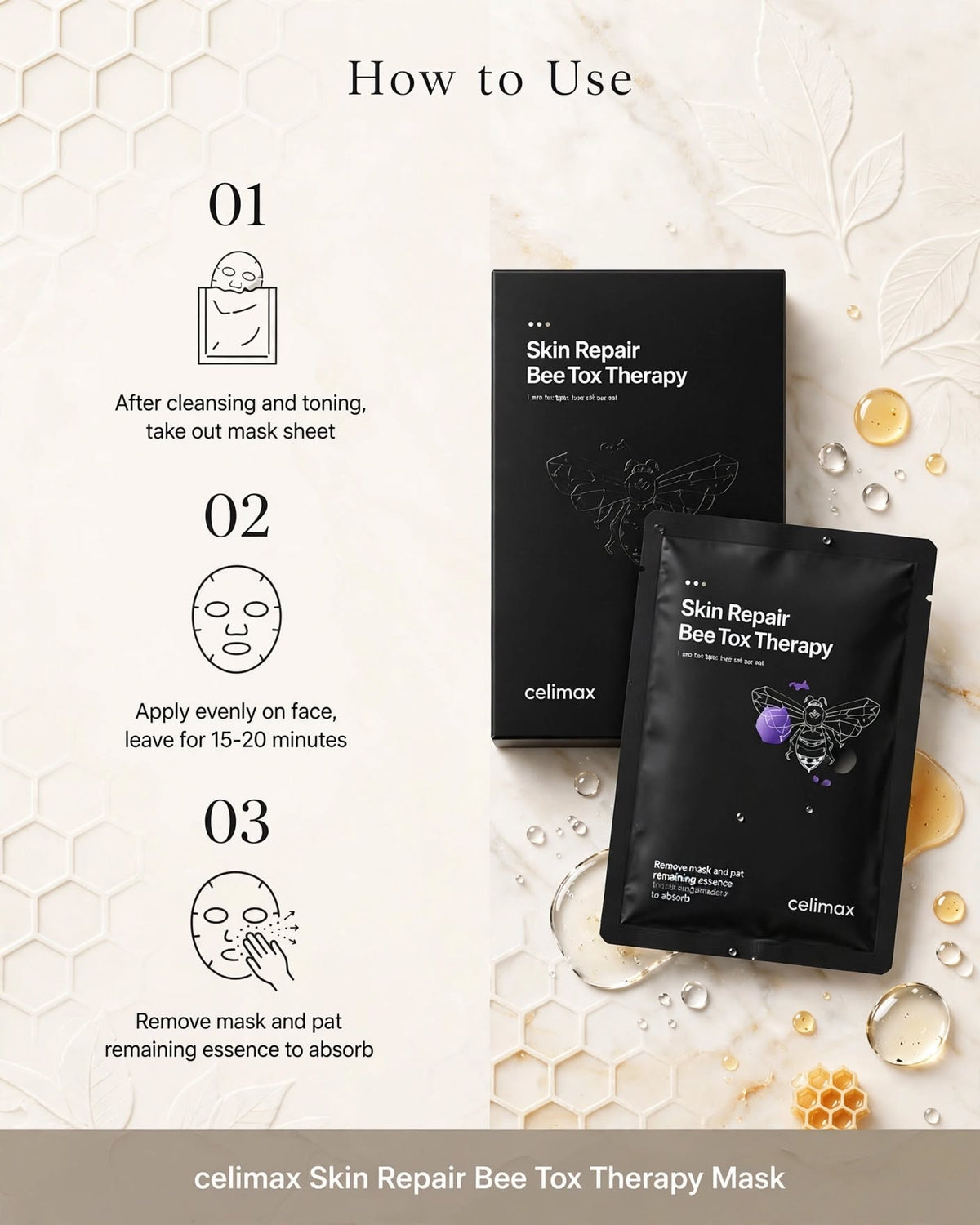 celimax Skin Repair Bee Tox Therapy Sheet Mask (25ml) | Anti-Aging & 5% AHA
