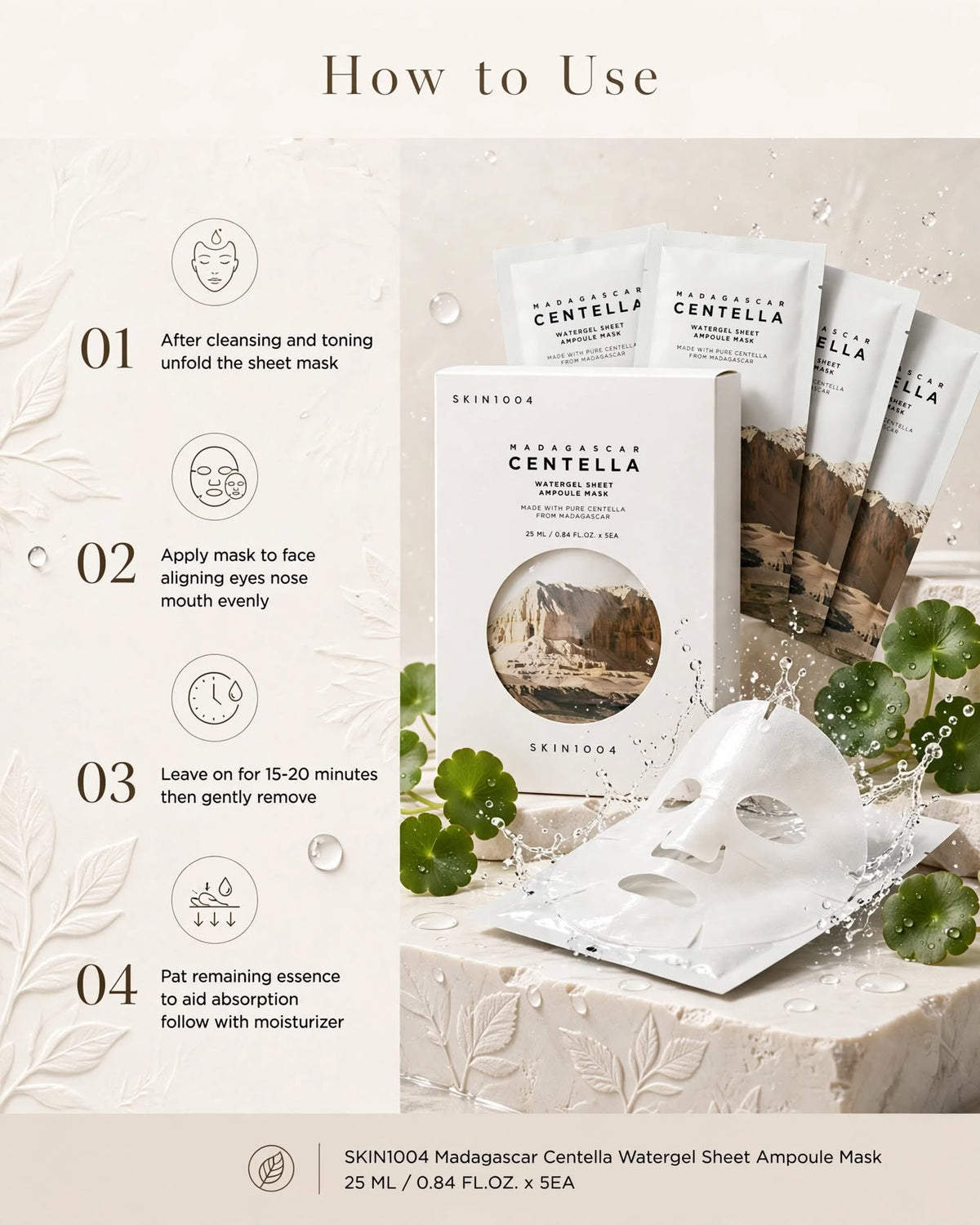 SKIN1004 Madagascar Centella Watergel Sheet Ampoule Mask
